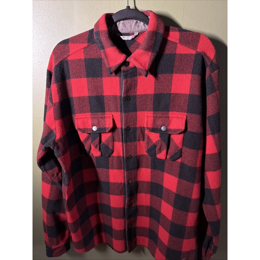 Smartwool Anchor Line Shirt Jacket Men’s Medium Red Black Wool Lined Snap Front